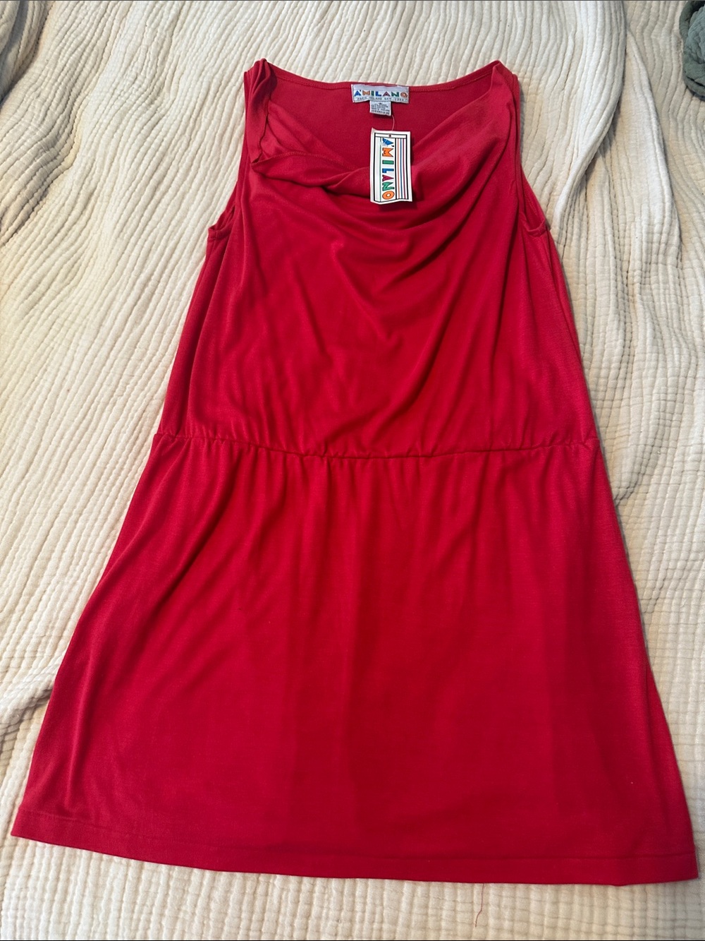 Milano Red Sleeveless Cowl-Neck Dress Size S NWT